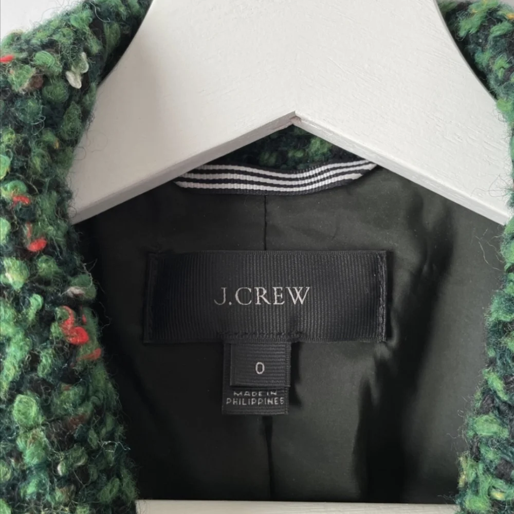 J. Crew Green Daphne Tweed Topcoat Coat Size 0 XS - Picture 12 of 15